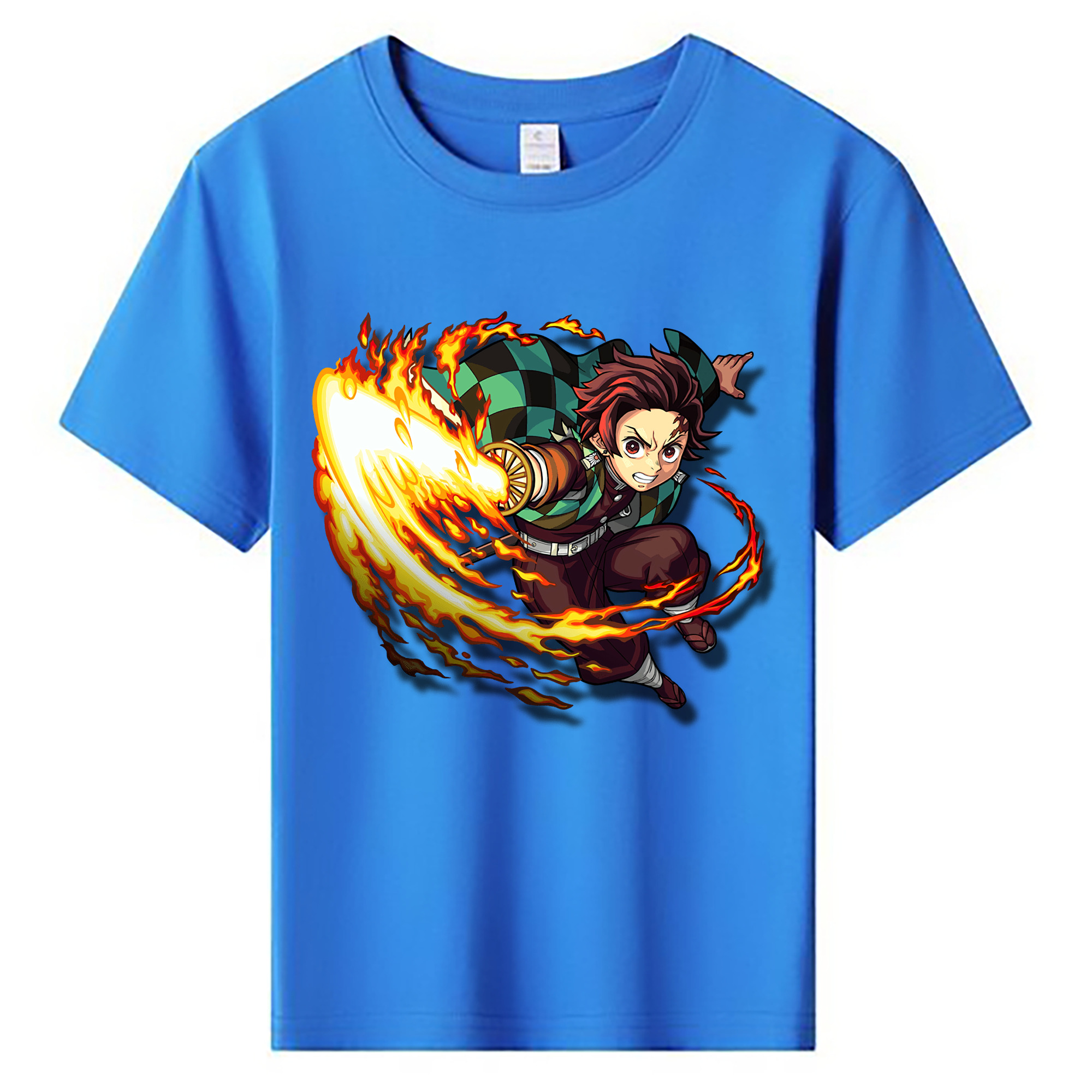 （画像用） 鬼滅の刃 竈門 炭治郎／かまど たんじろう Kamado Tanjirou 綿100％キッズTシャツ（フロントプリント）